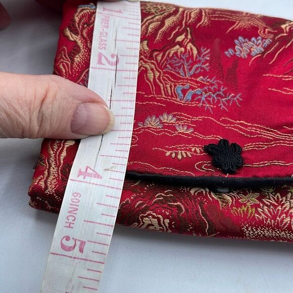 Vintage Faching silk brocade jewelry roll. Snap front. - Picture 7 of 8
